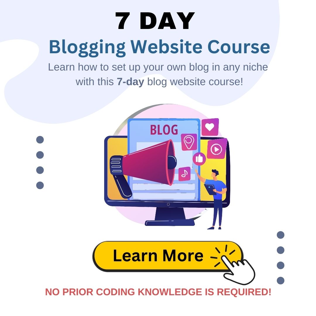 7 day blogging website builders course and community