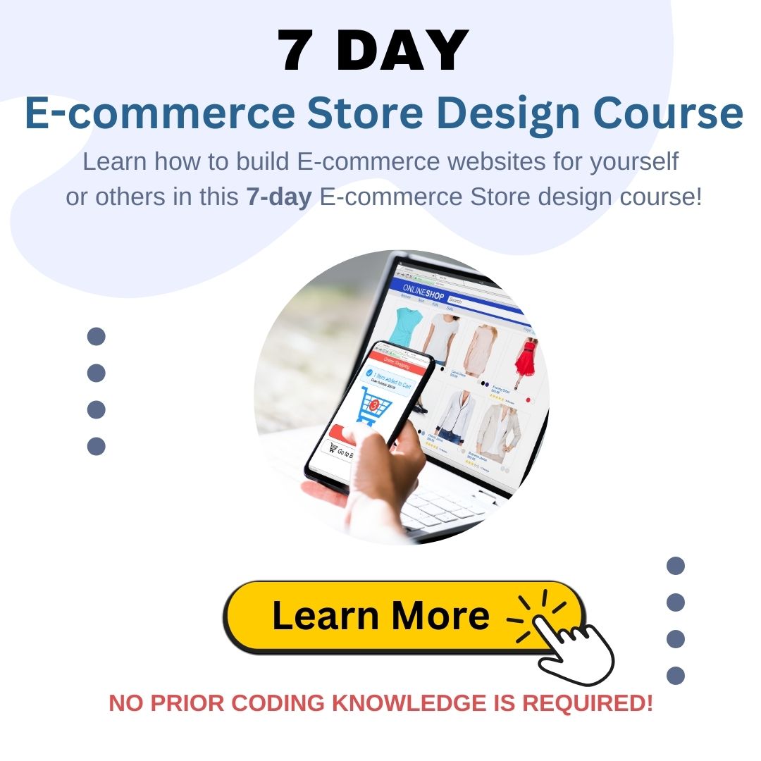 7 Day e-commerce store website designers course